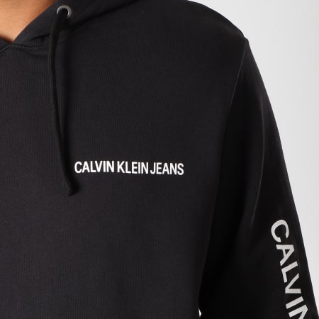 Calvin Klein - Sweat Capuche Institutional Chest Logo 9795 Noir Blanc