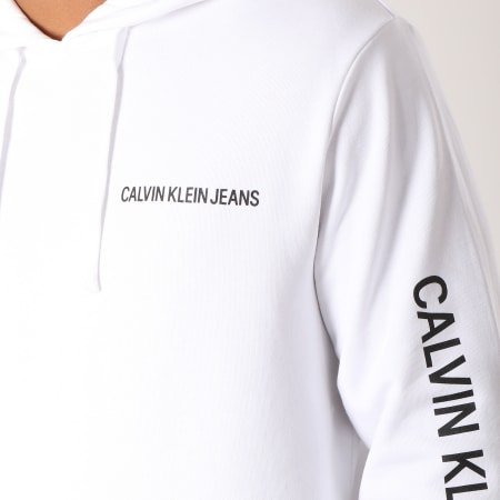 Calvin Klein - Sweat Capuche Institutional Chest Logo 9795 Blanc Noir
