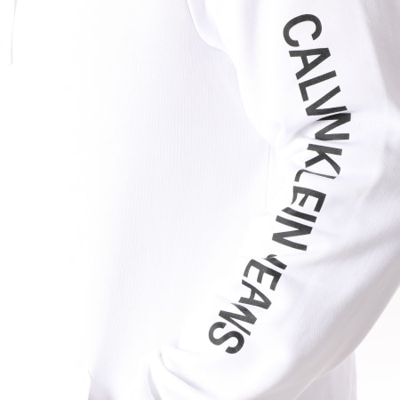Calvin Klein - Sweat Capuche Institutional Chest Logo 9795 Blanc Noir
