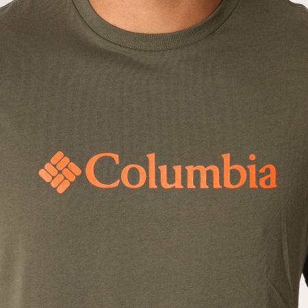 Columbia - Tee Shirt Basic Logo Vert Kaki Orange