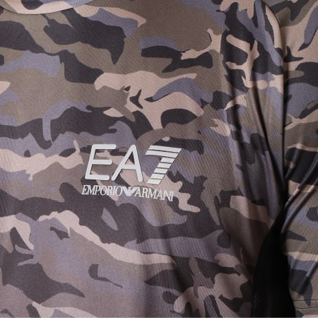 EA7 Emporio Armani - Tee Shirt De Sport Vert Kaki Camouflage Dégradé Noir