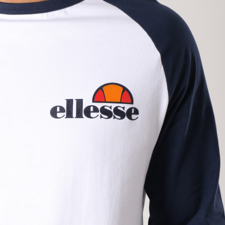 Ellesse - Tee Shirt Manches Longues Thero Blanc Bleu Marine