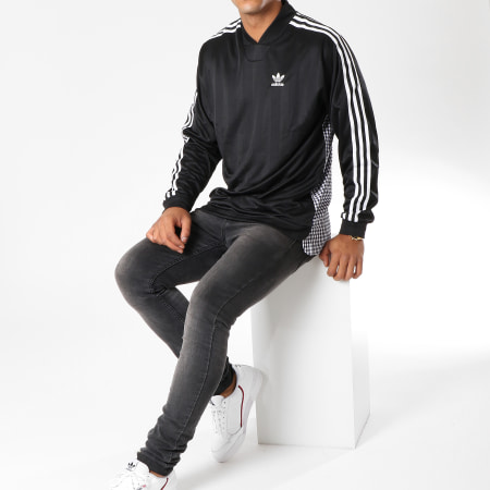 Adidas Originals - Tee Shirt Manches Longues De Sport Side D76309 Noir Blanc