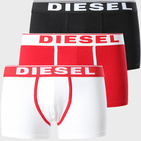 Diesel - Juego de 3 bóxers Damien 00ST3V-0JKKC Negro Rojo Blanco
