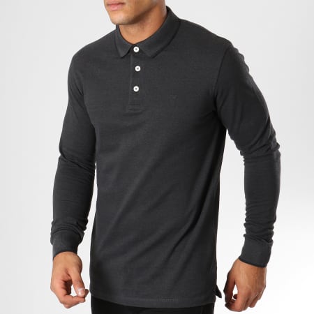 Jack And Jones - Polo Manches Longues Paulos Gris Anthracite Chiné