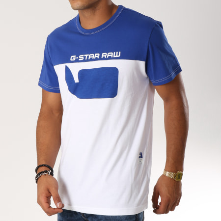 G-Star - Tee Shirt Graphic 10 D12578-336 Bleu Roi Blanc