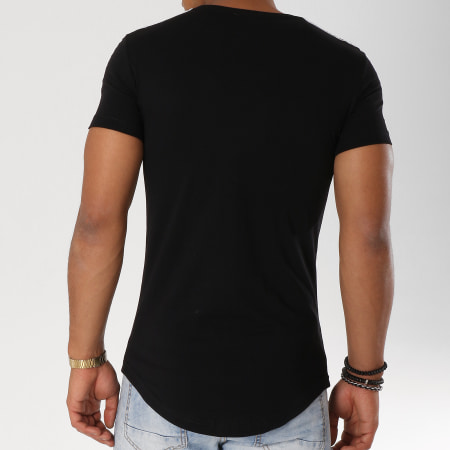 John H - Tee Shirt Oversize Avec Bandes 612 Noir Blanc