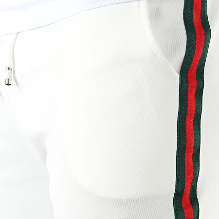 Aarhon - Pantaloni a righe 18-242 Bianco Rosso Verde