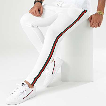 Aarhon - Pantaloni a righe 18-242 Bianco Rosso Verde