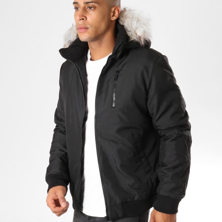 Only And Sons - Blouson Fourrure Stanny Noir Blanc