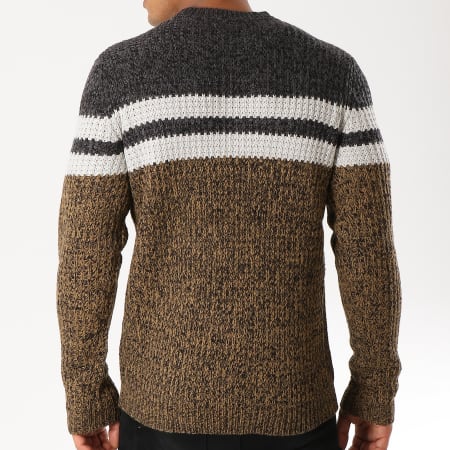 Only And Sons - Pull Lazlo Gris Anthracite Chiné Marron Chiné