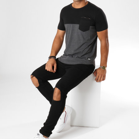 The Fresh Brand - Tee Shirt Poche Oversize WHTF262 Gris Anthracite Chiné Noir
