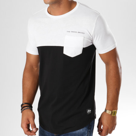 The Fresh Brand - Tee Shirt Poche Oversize WHTF261 Noir Blanc