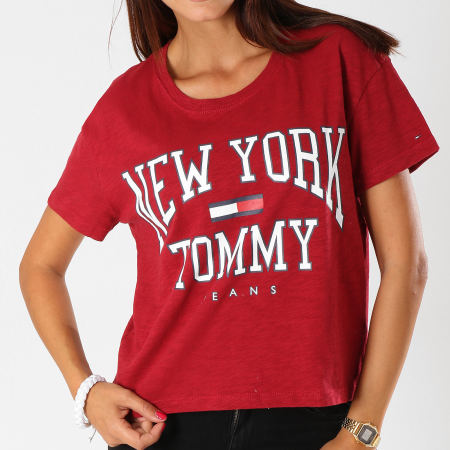 Tommy Hilfiger - Tee Shirt Femme Boxy New York 5285 Bordeaux
