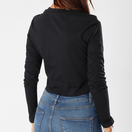 Calvin Klein - Tee Shirt Crop Manches Longues Femme Institutional Box 8880 Noir