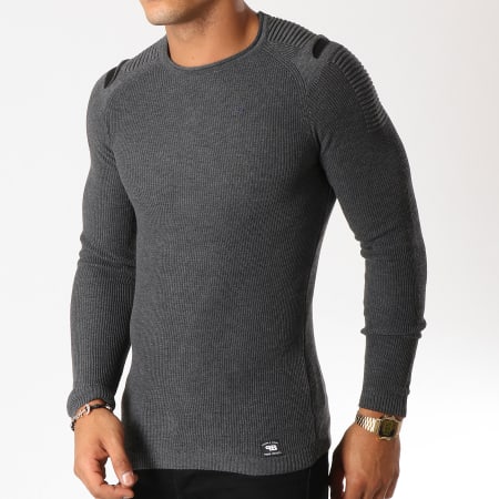 Paname Brothers - Pull 110 Gris Anthracite Chiné