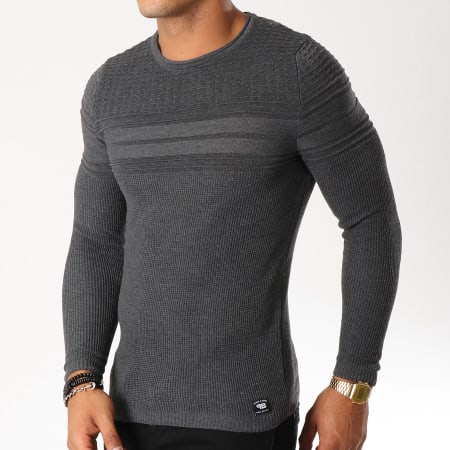 Paname Brothers - Pull 107 Gris Anthracite Chiné