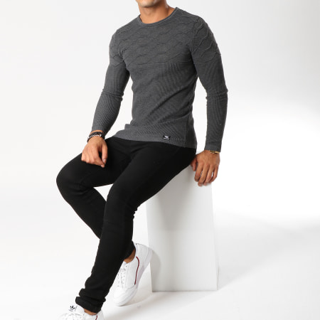 Paname Brothers - Pull 111 Gris Anthracite Chiné