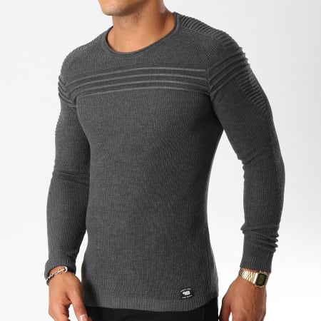 Paname Brothers - Pull 103 Gris Anthracite Chiné