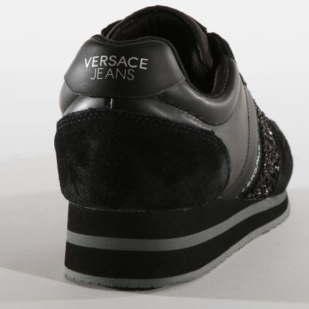 Versace Jeans Couture - Baskets Femme Linea Fondo Stella E0VSBSA1 Glitter Mixed Coated Suede Black