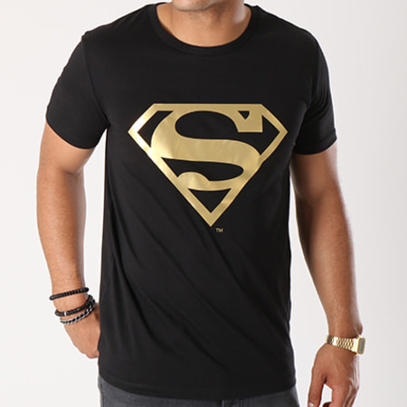 DC Comics - Camiseta Logo Oro Negra