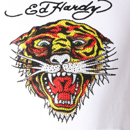 Ed Hardy - Sweat Capuche Tiger Blanc