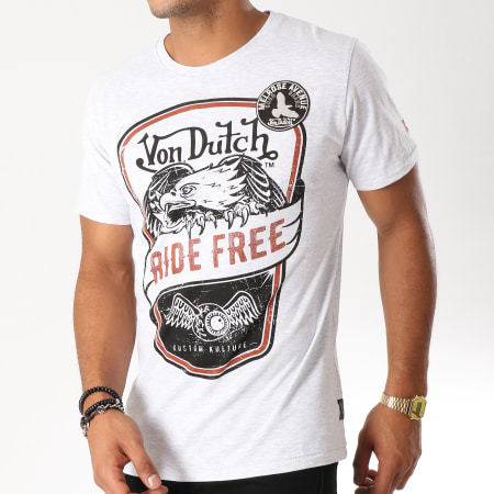 Von Dutch - Tee Shirt Eagle Gris Chiné