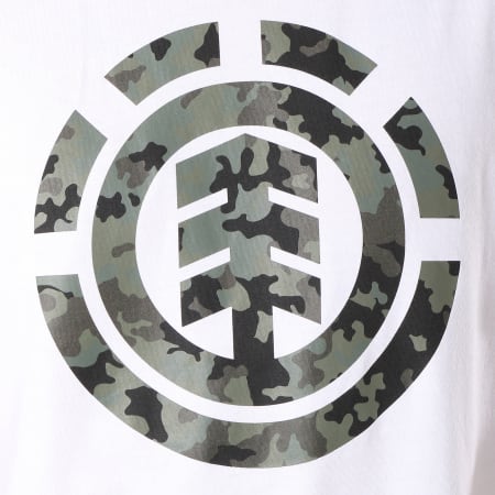 Element - Tee Shirt Bark Logo Blanc Camouflage Vert Kaki
