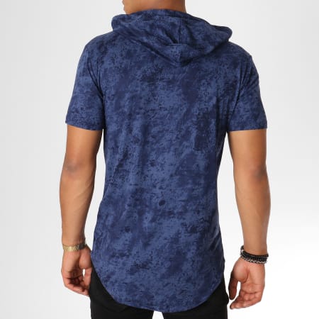 Frilivin - Tee Shirt Oversize Avec Capuche 3887 Bleu Marine Chiné