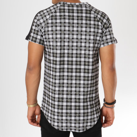 Frilivin - Tee Shirt Oversize A Carreaux Avec Bandes 5122 Noir Vert Kaki