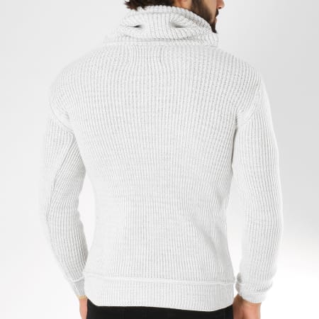 Indicode Jeans - Pull Amplified Keshawn Blanc Gris Chiné