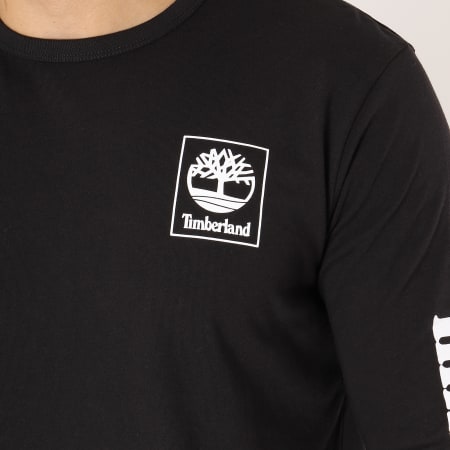 Timberland - Tee Shirt Manches Longues Seasonal Logo A1N8Z Noir Blanc