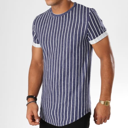 Aarhon - Tee Shirt Oversize 18-232 Bleu Marine Blanc