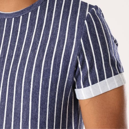 Aarhon - Tee Shirt Oversize 18-232 Bleu Marine Blanc