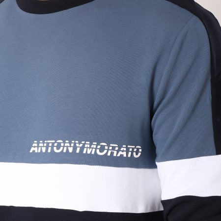 Antony Morato - Sweat Crewneck MMFL00429 Bleu Indigo Blanc Bleu Marine
