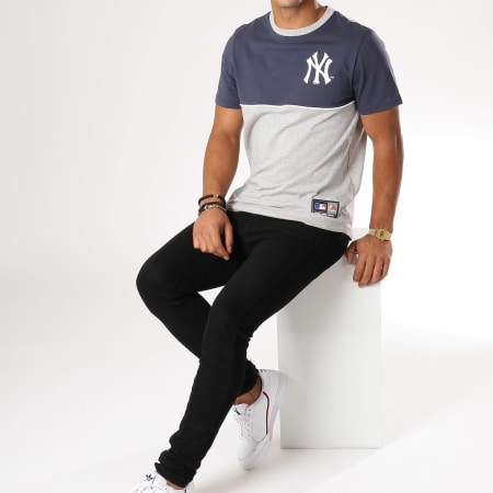 Majestic Athletic - Tee Shirt MLB New York Yankees Hawser Gris Chiné Bleu Marine