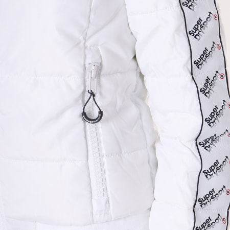 Superdry - Doudoune Femme Bandes Brodées Streetwear Repeat G50015CR Blanc Noir