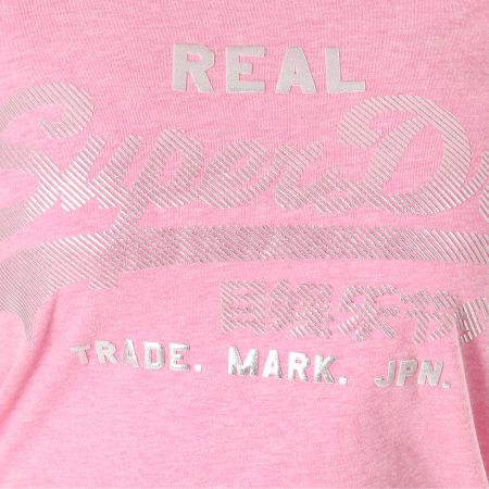 Superdry - Tee Shirt Femme Vintage Logo Sport Entry G10011KR Rose Chiné