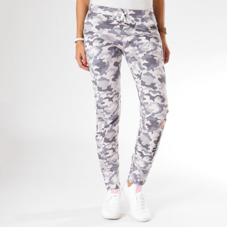 Ellesse - Pantalon Jogging Femme Fit Gris Blanc Camouflage