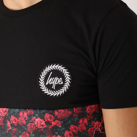 Hype - Tee Shirt Centre Rose Noir Floral Blanc