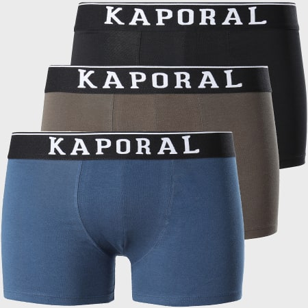 Kaporal - Lot De 3 Boxers Quad Noir Bleu Marine Vert Kaki