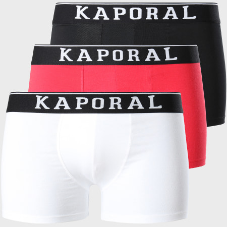 Kaporal - Lot De 3 Boxers Quad Noir Rouge Blanc