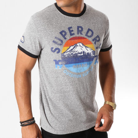 Superdry - Tee Shirt 76 Ringer M10001TR Gris Chiné