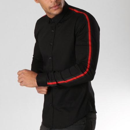 LBO - Camicia a maniche lunghe con strisce Slim Fit 543 Nero