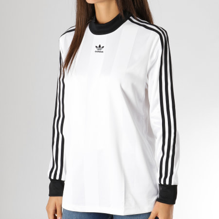 Adidas Originals - Tee Shirt Manches Longues Femme Bandes Brodées DH4246 Blanc Noir
