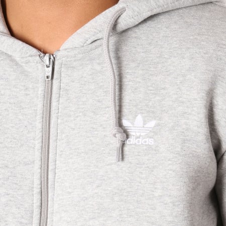 Adidas Originals - Sweat Capuche Zippé Trefoil Fleece DN6015 Gris Chiné