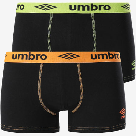Umbro - Lot De 2 Boxers BCX2 Noir Vert Orange