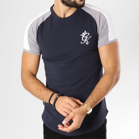 Gym King - Tee Shirt Oversize Contrast Piped Bleu Marine Gris Blanc