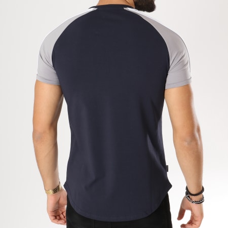 Gym King - Tee Shirt Oversize Contrast Piped Bleu Marine Gris Blanc