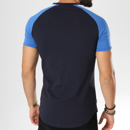 Gym King - Tee Shirt Oversize Retro Stripe Bleu Marine Bleu Clair Blanc